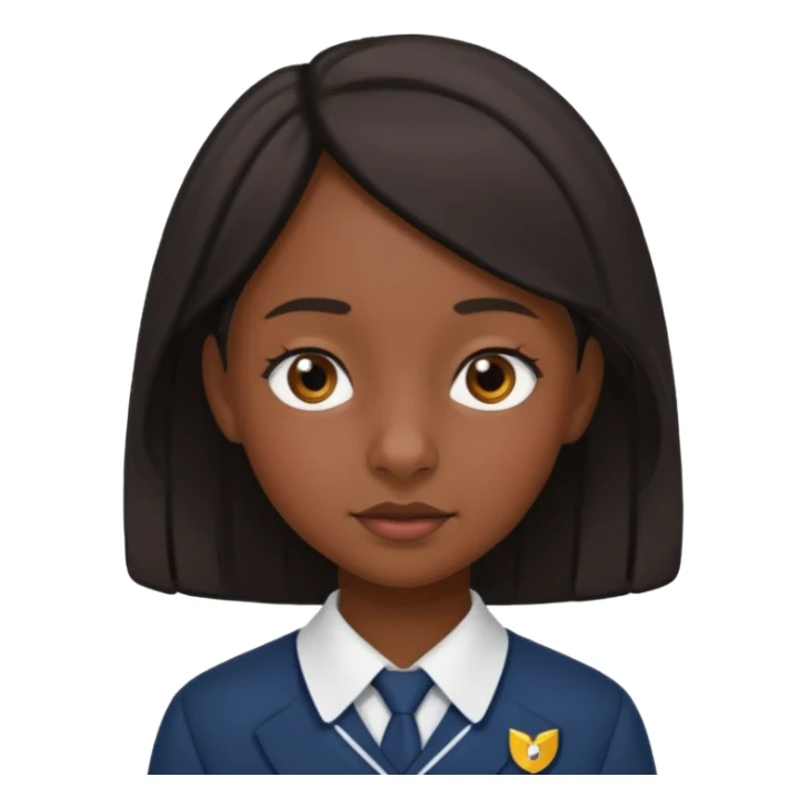 School uniform black girl. Right corner but more upturned nose sticker