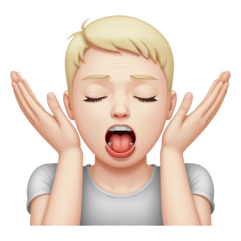 Person choking themselves with two hands crossed over eachother on their neck with their mouth wide open with their tongue sticking out and eyes closed shut sticker