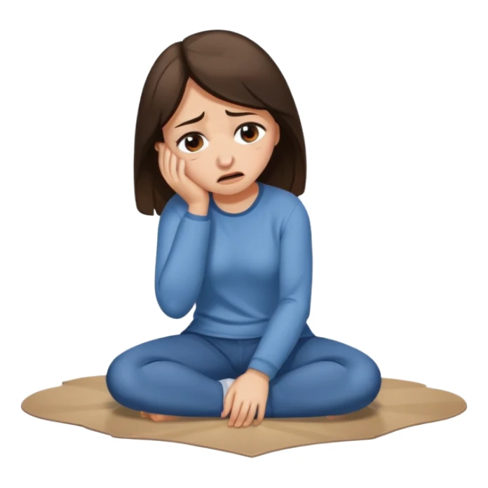 A brunette women crying on floor sticker