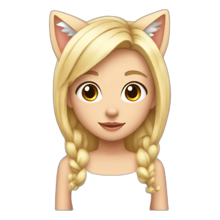 cute blonde girl with a white tail and cat ears sticker