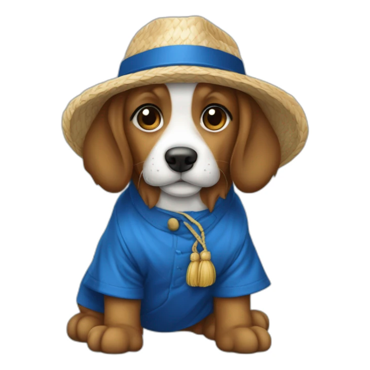 cachorro com chapéu do nordeste brasileiro igual de luiz gonzada com uma blusa azul sticker
