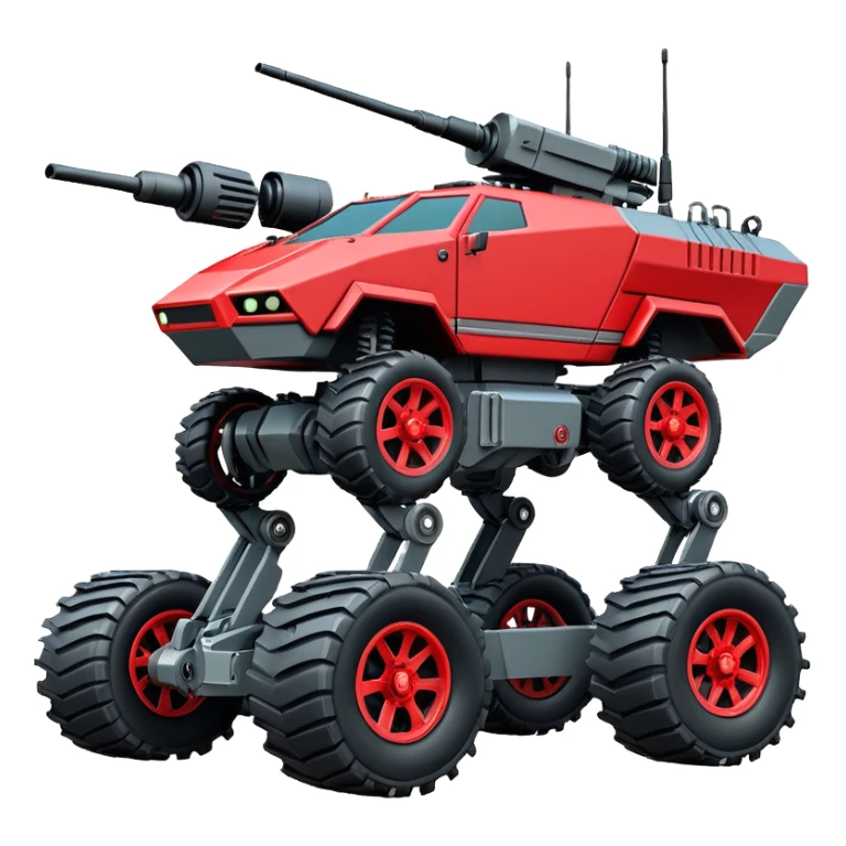 unstoppable American 8-wheel armored personnel stealth self-balancing army massive mech trail vehicle shooting forward side-hill leaning actively robotically articulating hydraulic independent suspended pod gimbal enemy mech off-road racing rover with large fast engine RC basher crawler megatron  sticker