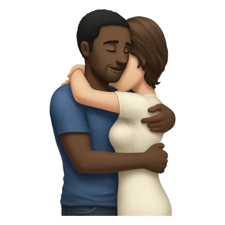 Black man hugging brunette woman sticker