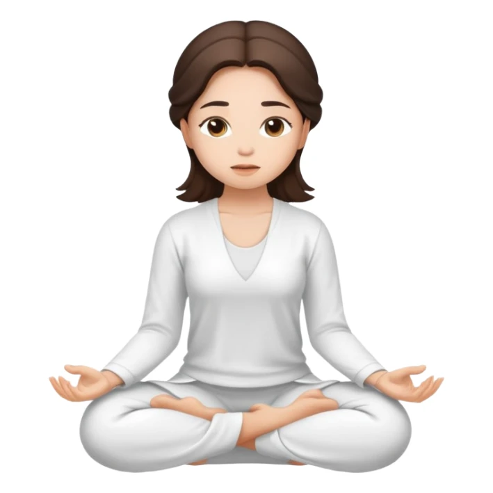 brunette cute girl meditating in white outfit  sticker