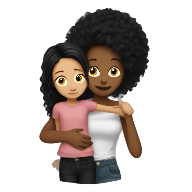 red haired woman hugging black hair punk daughter sticker