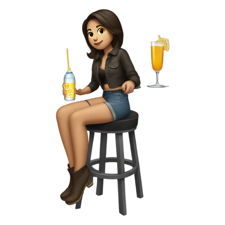 Brunette girl sitting at a bar  sticker