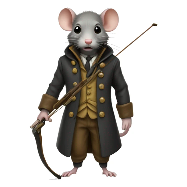 Petit little rat with a mustache and an overcoat and a crossbow  sticker