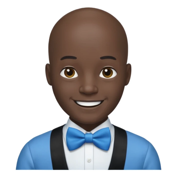 Bald with blue bow tie, black skin sticker