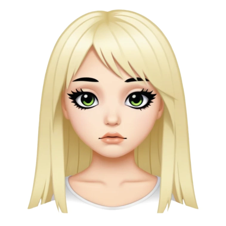 y2k emo, baddie,pretty, makeup, black eyeliner, long hair sticker