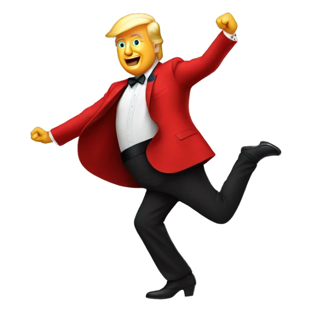 Donald Trump dancing in a red dress sticker