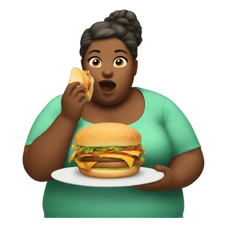 Fat girl eating a burger  sticker