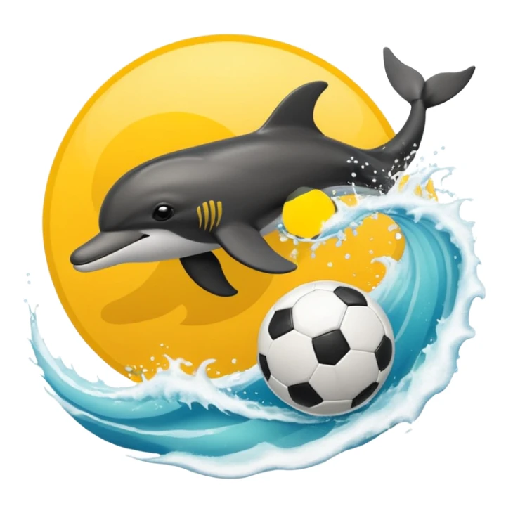 Yellow black dolphin cirkle wave soccerball sticker