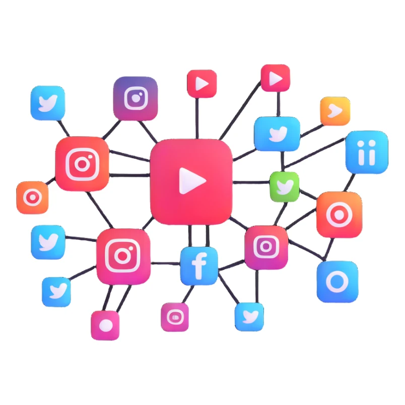 connecting Instagram and YouTube social media accounts, social platforms integration sticker