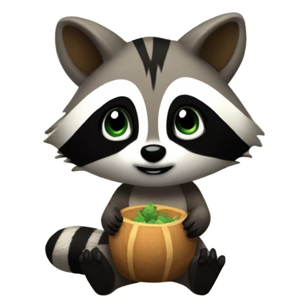 Cutesy raccoon playing Stardew Valley sticker