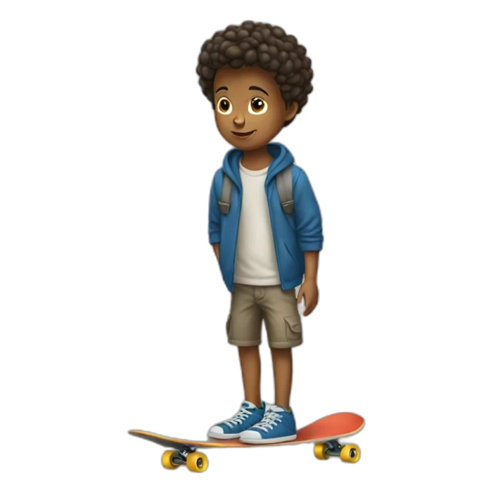 young boy with skateboard in hand sticker
