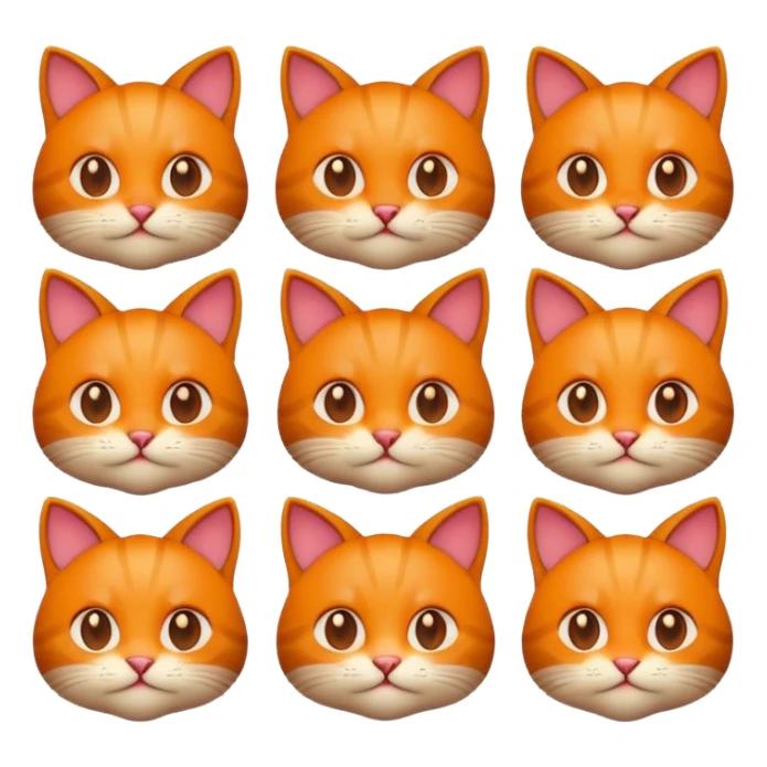 2D emoji of a cat, apple style emoji, different expression sticker