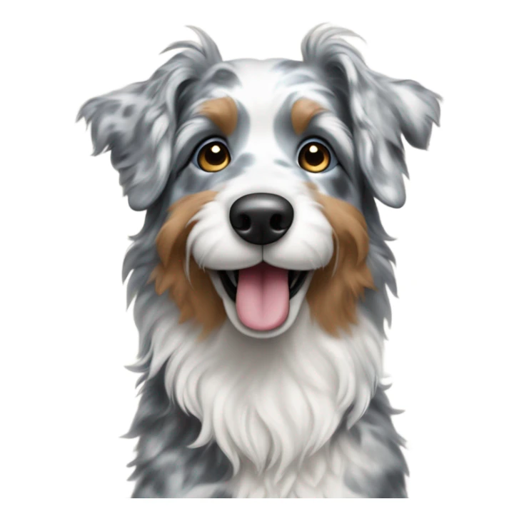 Blue Merle doodle with white only around the nose looking happy sticker