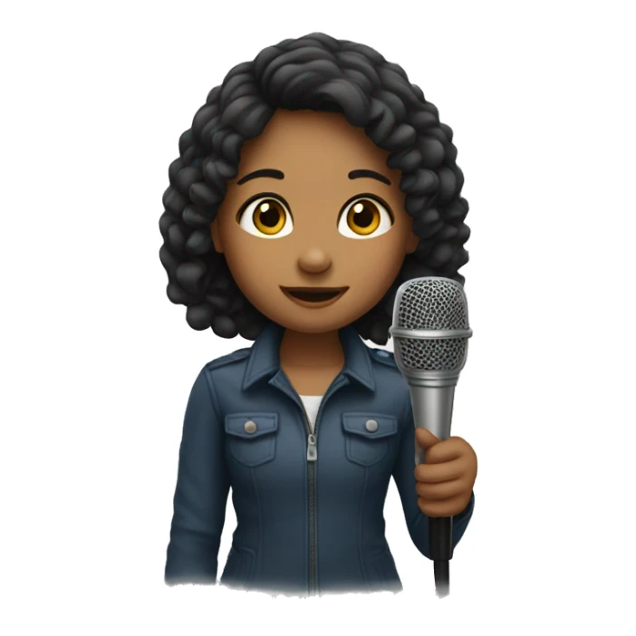 A short girl with a microphone  sticker