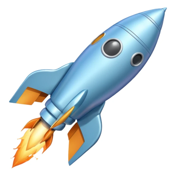 a pastel baby blue rocket ship flying to the moon  sticker