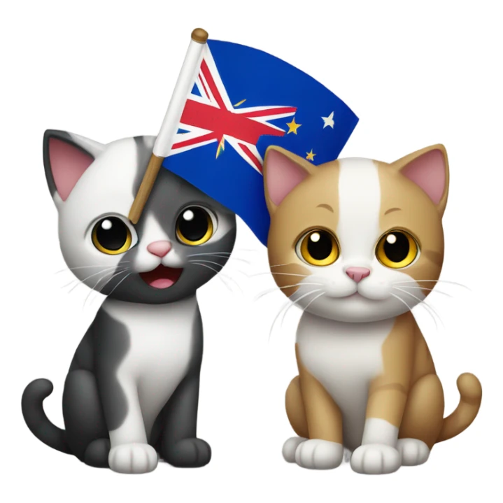 Cat holding a Philippines flag and a New Zealand flag sticker