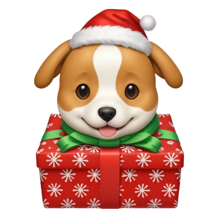 Dog in wrapped paper new yaer  sticker
