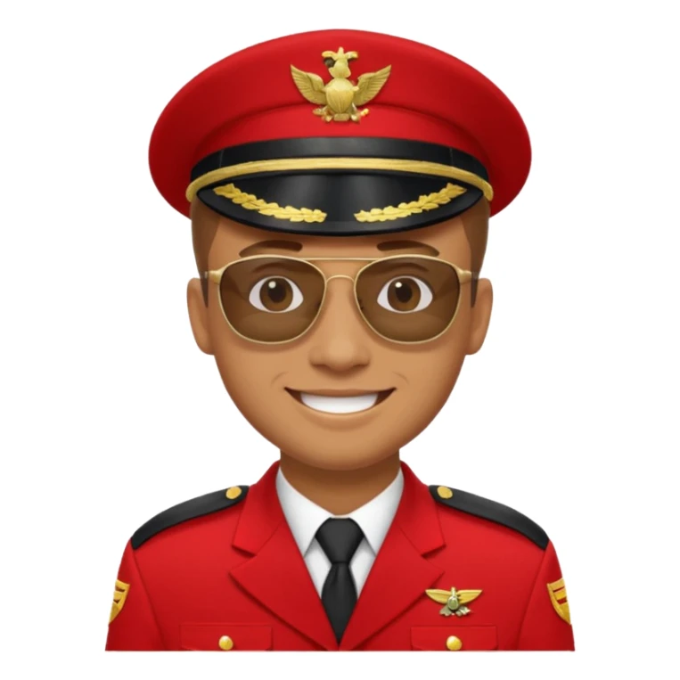 Smiling military man with sunglasses in red uniform sticker