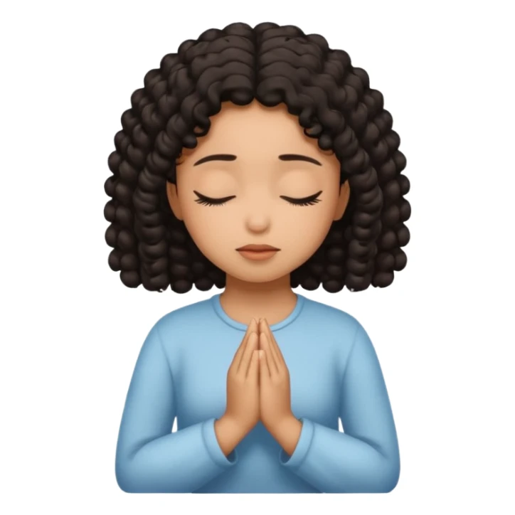 brown girl praying curls black hair and eyes closed sticker