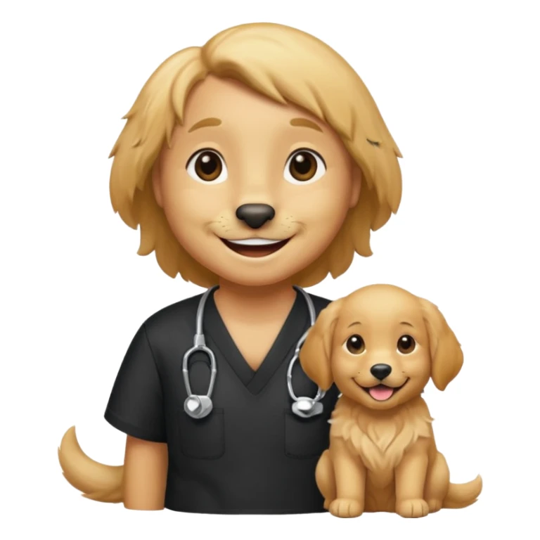golden retriever wearing. black scubs sticker