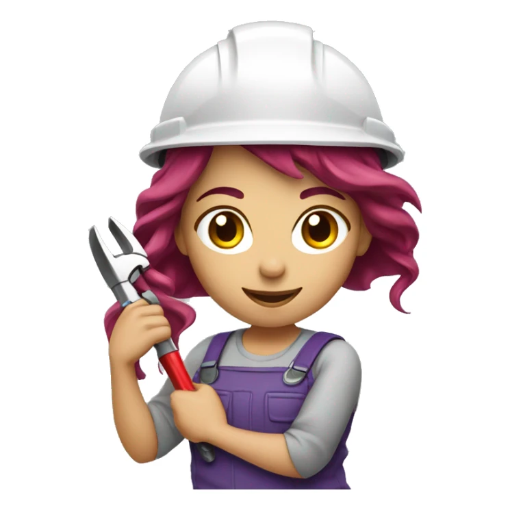 Female electrician with purplered hair and tools  sticker