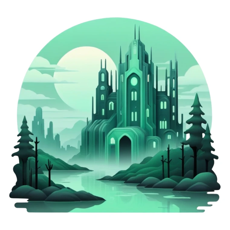 Ghostly Pastel Black Green White Spectral Gloomy Dusky Dystopian Apocalyptic Aesthetic Scenery Deco sticker
