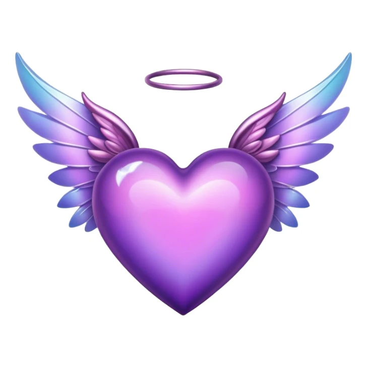 Purple Heart with fairy wings sticker
