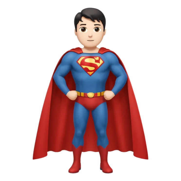 Make a Superman emoji with hands on hips, cape blowing, and the Superman "S" on the front. Make taller sticker
