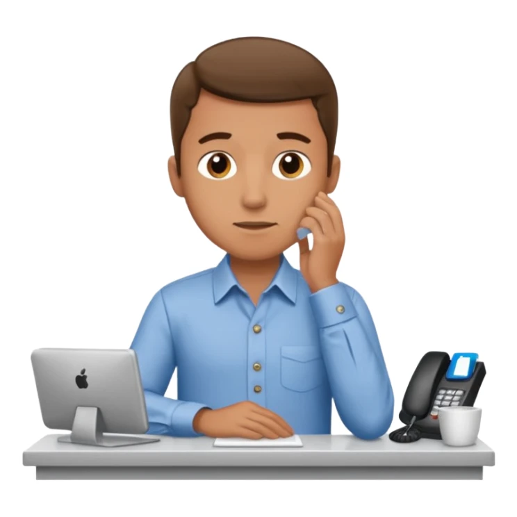 man thinking in receptionist form sticker