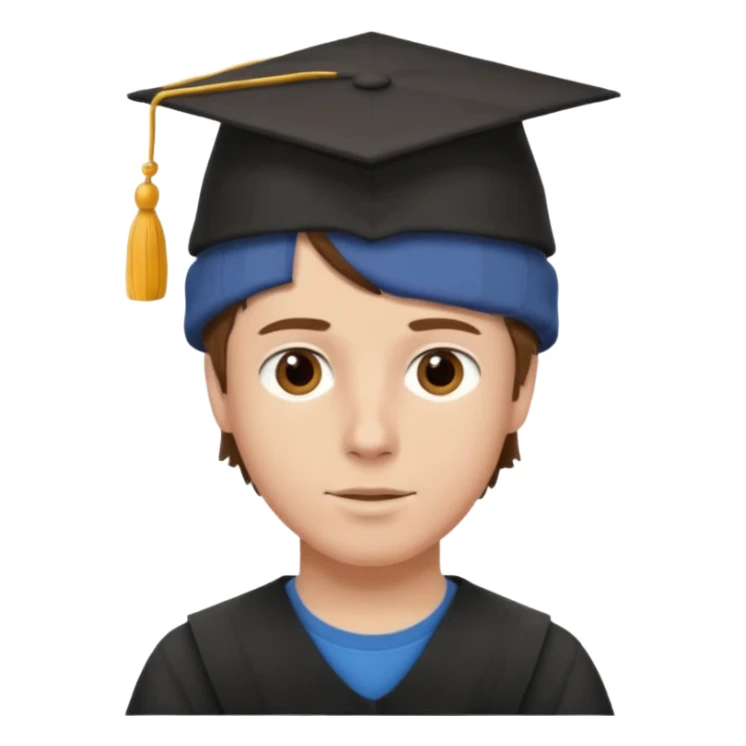 White Boy Collage Student with Student Hat on his Head sticker