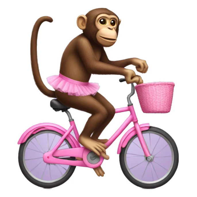 Monkey wearing pink tutu riding pink bike  sticker