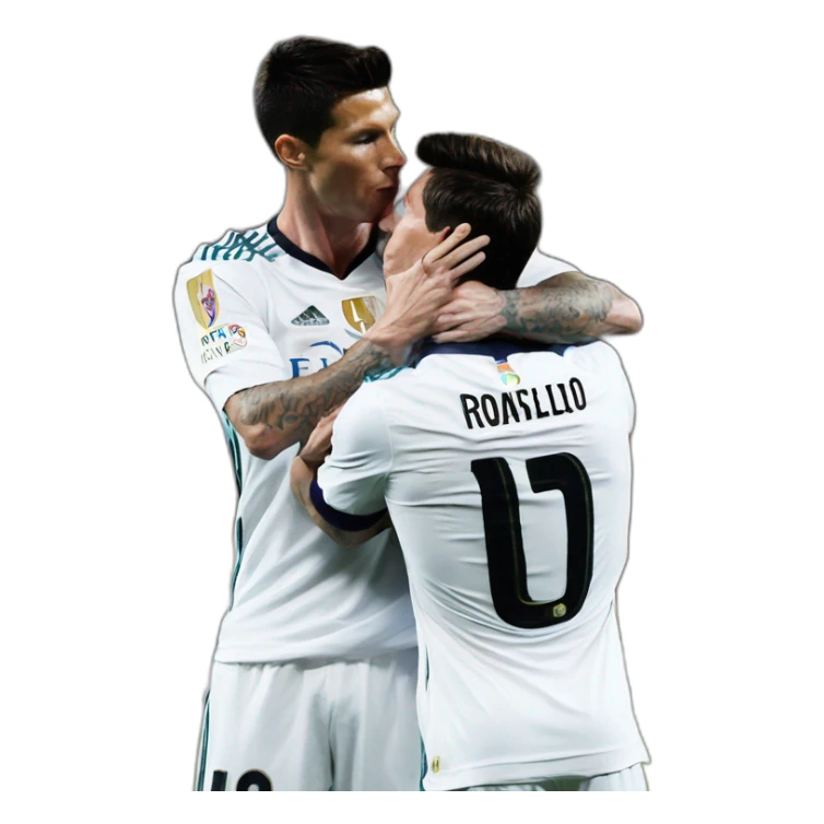 cristiano ronaldo kiss lionel messi real madrid barcelona sticker