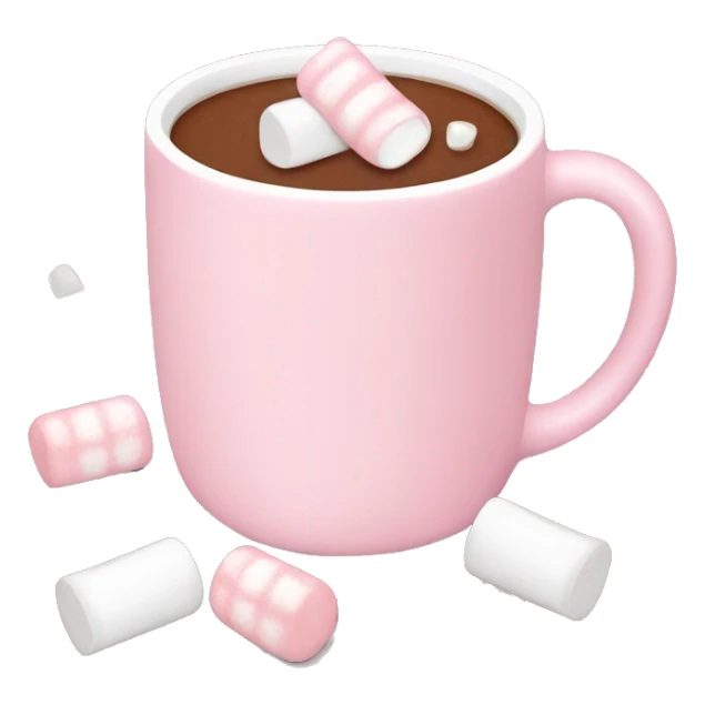 Light Pink mug of hot chocolate with marshmallows  sticker
