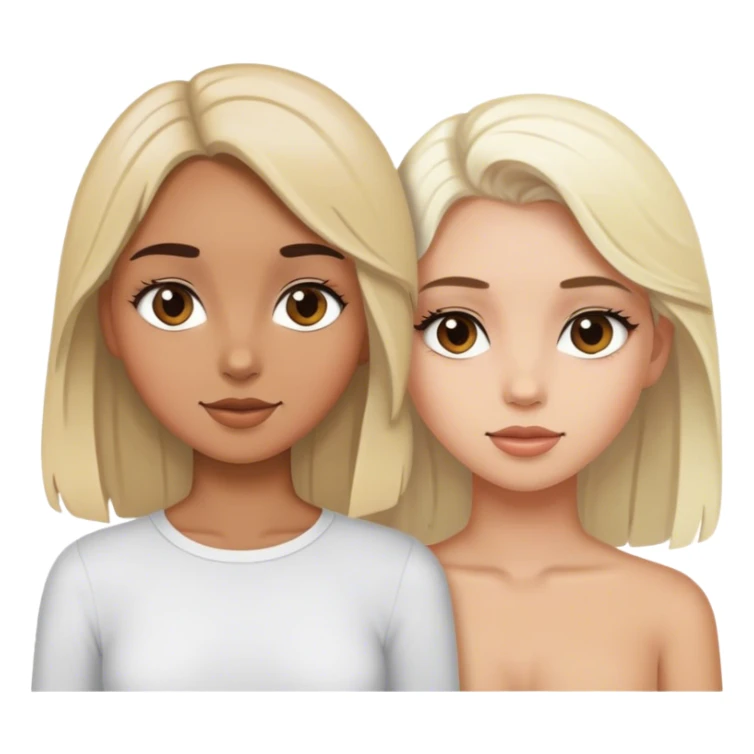 tan brunette girl with white blonde girl sticker