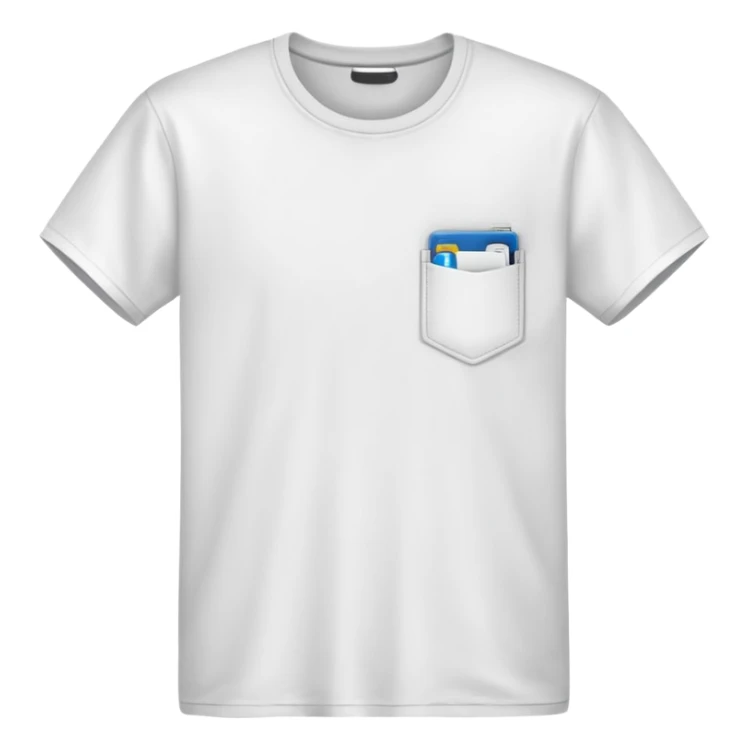 white t-shirt with a small pocket sticker