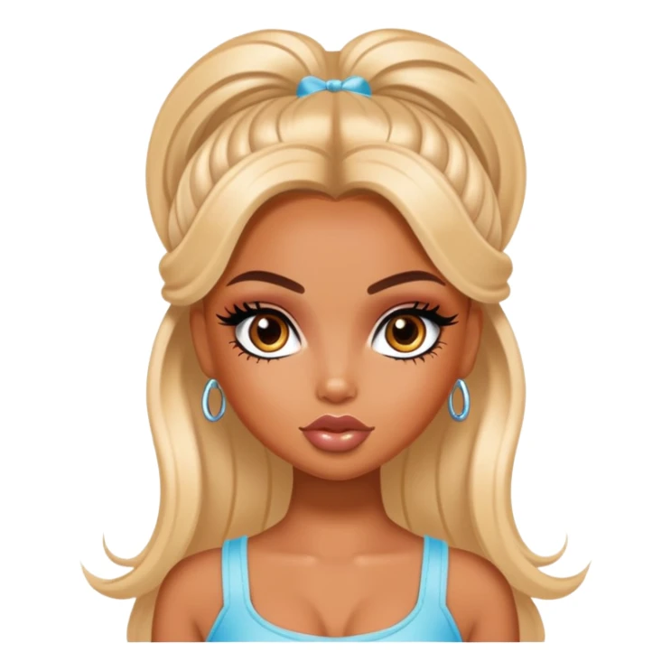 pretty y2k bratz baddie, pretty makeup, y2k hairstyle sticker