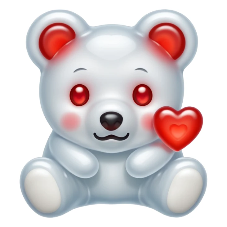 White heart-shaped jelly bear with red eyes sticker