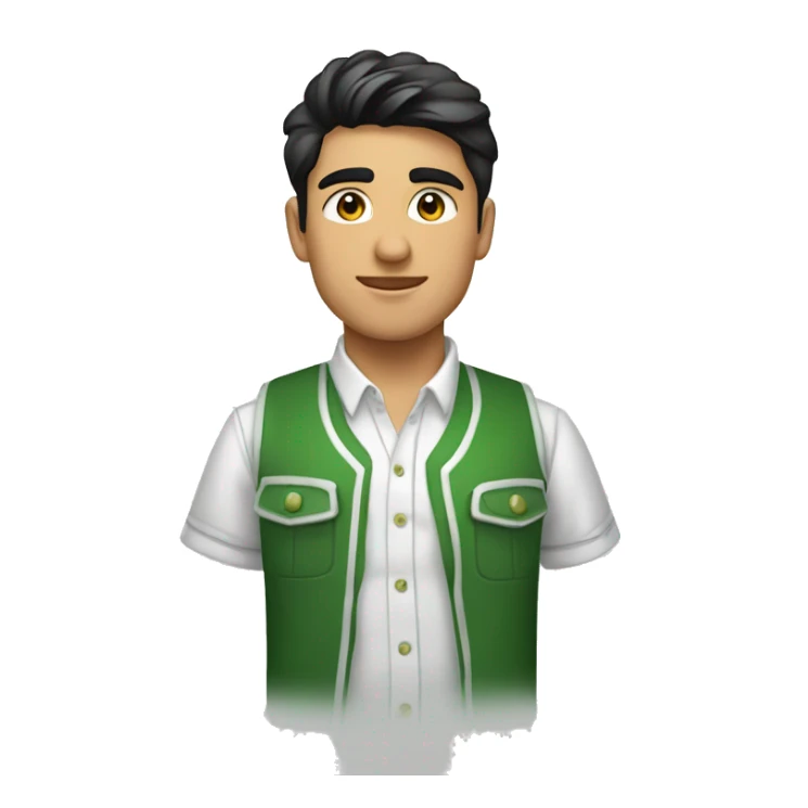 JOVEN MORENO DELGADO DE LA CARA CON CAMISA BLANCA Y CHALECO VERDE sticker