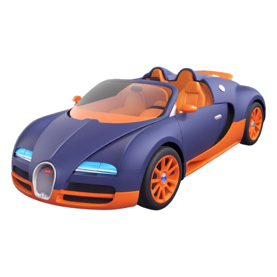 3D emoji style Bugatti sports car sticker