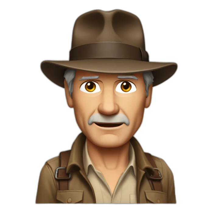 A TOK emoji of Harrison Ford as Indiana Jones. No patterns sticker