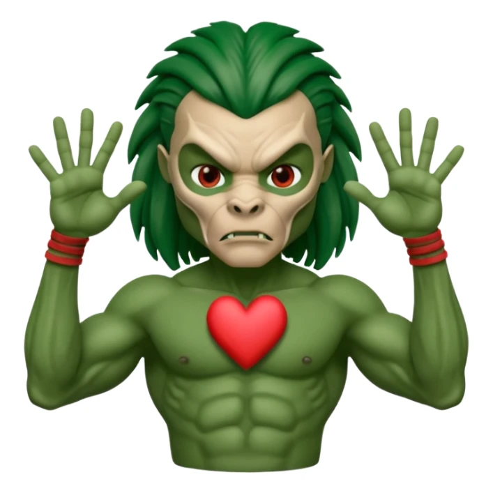 A Yautja from the movie predator making heart sign with hands sticker