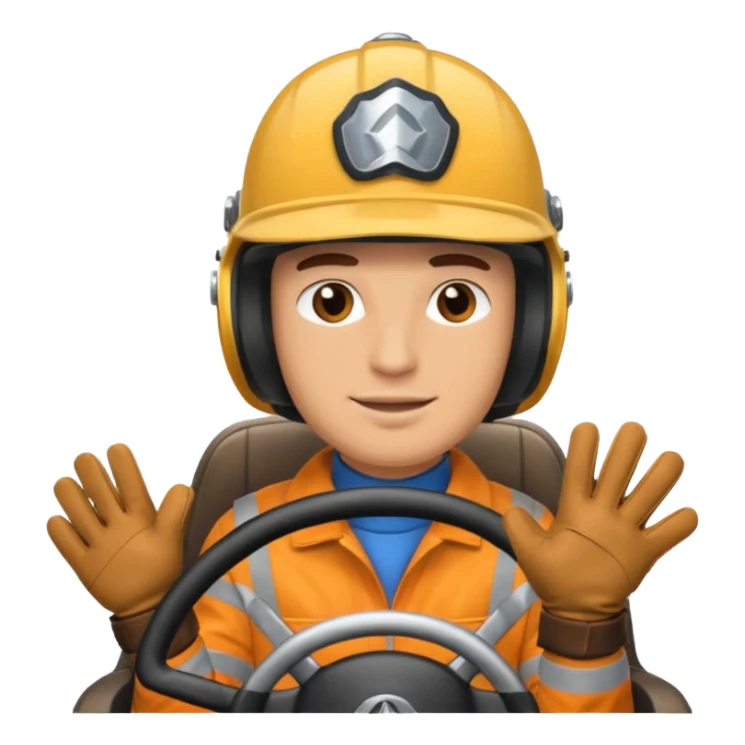 A guy driving in private car with helmet and golves sticker