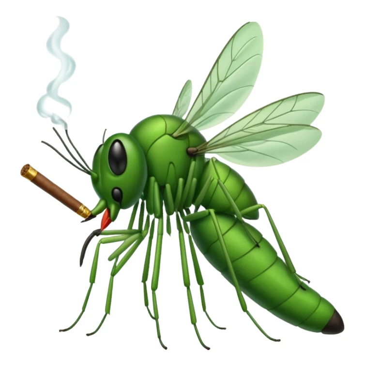 mosquito verde fumando un cigarro sticker