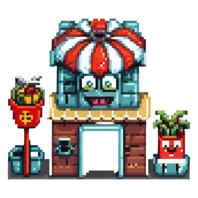 Krusty Krab restaurant from SpongeBob, anchor-shaped fast food building sticker