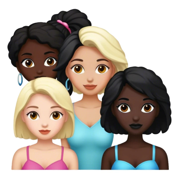 Four female friends, two are Latin one is black and one is white  sticker