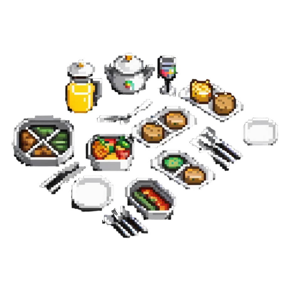 buffet service with food trays and serving utensils sticker